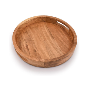 Wholesale Round Acacia Wooden Serving <b>Tray</b> with Handles Unique Serving <b>Tray</b> for Restaurant Home Kitchen from Vietnam - Product Image 2