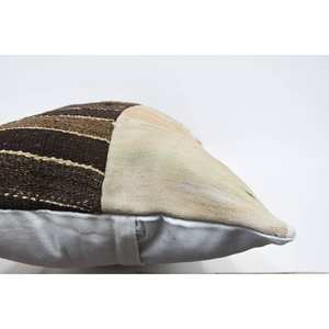 <b>Beige</b> Wool Kantha Patchwork Pillow 16x36 Inch Vintage Floral Embroidered <b>Cushion</b> for Home Decor 18x18 Inch Woven Decorative Sofa - Product Image 5