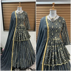 Belle Lehenga Choli Pour Réception De Noce Designer Indien Broderie Lehenga Choli Dupatta Femmes 3 Pièces Readymade - Product Image 5