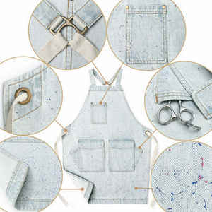 Delantal de mezclilla de algodón para delantal de salón de corte de pelo de peluquero unisex - Product Image 5