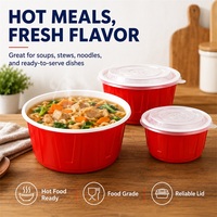 Bol rond en plastique PP jetable de qualité alimentaire avec couvercle transparent épaissi