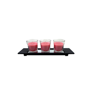 Nouveau plateau décoratif en fer avec 3 bougeoirs en or jaune pour salon et décorations de Noël - Product Image 3