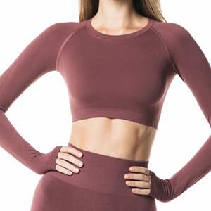 Camiseta de manga larga sin costuras para mujer, 51% de poliamida, 38% de poliéster, 11% de elastano, cuello redondo, corte raglán, otoño - Product Image 6