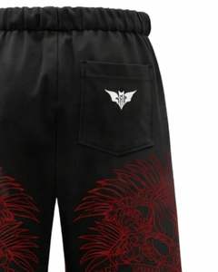 Pantalon de survêtement ample à imprimé tribal noir et rouge personnalisé, vêtements de rue pour femmes, pantalon de jogging à jambes larges, pantalon décontracté surdimensionné, pantalon en molleton hip-hop - Product Image 6