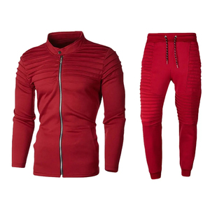 Ensemble de survêtement de sport deux pièces pour homme en molleton technique 100 % coton épais avec capuche et cordon de serrage, coupe ample pour le jogging - Product Image 1