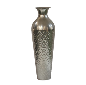 Eternal Bronze Pattern <b>Vase</b> style metal flower <b>vase</b> with embossed geometric design and <b>tall</b> decorative home decor accent - Product Image 5