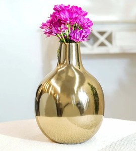 Florero de Metal de lujo para decoración del hogar, centro de mesa decorativo con acabado dorado para el hogar, sala de estar, oficina, Hotel, mesa, uso Interior - Product Image 1