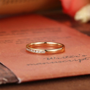 แหวนแต่งงานเพชรแล็บโกรนแบบคลาสสิกสำหรับผู้หญิง ดีไซน์สั่งทำพิเศษ ทองคำแท้ 14K ประดับเพชรแบบช่อง แหวนนิรันดร์ ชุดแหวนแต่งงาน ไอเดียของขวัญ - Product Image 2