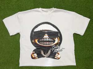 เสื้อยืดผ้าฝ้าย100% ดีไซน์ลำลองทรงหลวมและผ้าถักที่มีลวดลายแข็งและวัสดุโพลีเอสเตอร์/ ผ้าฝ้าย - Product Image 5