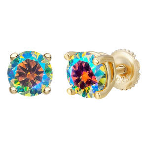 Pendientes de tuerca chapados en oro amarillo de 18 quilates para mujer, estilo de moda, zafiro amarillo, diamante, Ópalo solidario, moissanita para fiesta - Product Image 1
