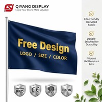 Bendera Iklan Polyester Dua Sisi Ukuran 3x5ft Custom dengan Grommet untuk Pameran Dagang Luar Ruangan, Promosi Bisnis, dan Display Merek