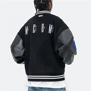 OEM Manufacturer Embroidered College Leather Sleeves Custom Logo Oversized <b>Bomber</b> Baseball Letterman <b>Varsity</b> <b>Jackets</b> - Product Image 4