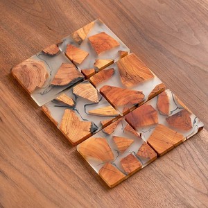 จานรองแก้วไม้อะคาเซียทำจากไม้อีพอกซีเรซินออกซี่ดีไซน์ที่เป็นเอกลักษณ์เสื่อและแผ่นรองสไตล์คลาสสิกสำหรับบ้านและปาร์ตี้สินค้ามาใหม่ - Product Image 4