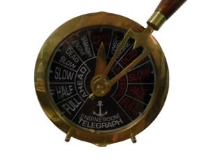 Horloge nautique vintage en laiton massif pour salle des machines de navire, télégraphe, double face, 18,5 pouces, horloge de table ou de cheminée fonctionnelle avec cloche et poignée. - Product Image 3