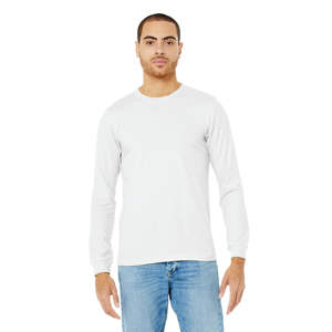 Unisex Heather CVC <b>Long</b> <b>Sleeve</b> T-<b>Shirt</b> - <b>White</b> Blend, 52% Airlume Cotton, 48% Poly, 4.2 oz - Product Image 1