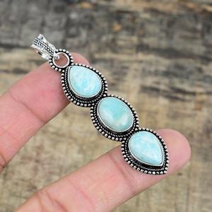 Larimar Gemstone Pendentif Bijoux Pour Femmes Argent Boho Style Bijoux 925 Sterling Silver Trending Main Pendentif Cadeau Pour Elle - Product Image 3