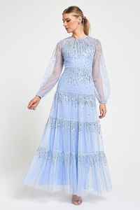 Vestidos Elegantes de Fiesta de Boda, Antiestáticos, con Cuentas de Perlas, Lentejuelas, Bordado de Cristal, Largos hasta el Suelo, Corte en A, 100% Poliéster - Product Image 5