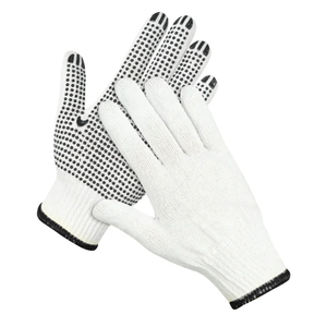 Gants en cuir polycoton tricotés à pois en PVC noir à prix d'usine Gants de protection de l'industrie de la construction de sécurité - Product Image 5