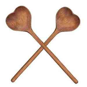 Ensemble de 2 spatules en bois, ustensiles de cuisine, manche long, robuste, lavable au lave-vaisselle, fabriqué à la main en Inde - Product Image 2