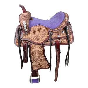 Vente en gros abordable Selles de course de baril Selles de cheval Western en cuir véritable de qualité supérieure faites à la main Selles de rodéo en vrac Fourniture - Product Image 3