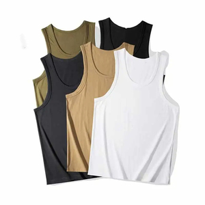 100% Cotton Gym Wear Fitness Breathable Sleeveless T-shirt Custom Logo Gym <b>Tank</b> <b>Top</b> <b>Men</b> - Product Image 1