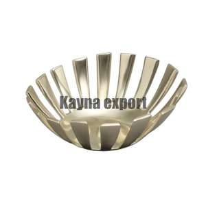 Bol à fruits en métal artisanal avec support en bois de cerf vintage Décoration de table finie antique Caractéristique polie et jetable - Product Image 3