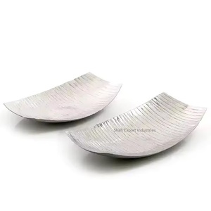 Bandeja para servir alimentos de mesa de Metal de forma ovalada con asa Bandeja para servir alimentos y bebidas de restaurante chapada en plata - Product Image 4