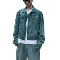 Conjunto de Dos Piezas de Mezclilla para Hombre, Estilo Casual Vintage, Chaqueta y Pantalones Lavados con Bordado y Estampado
