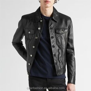 Veste courte en cuir nubuck avec col personnalisé et poches plaquées pour homme et femme antibactérienne - Product Image 1