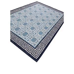 Alhambra Ivory - Alfombras de lana planas tejidas a mano con diseño geométrico de diamantes y rectángulos, alfombras de yute para el hogar, para la mesita de noche, ADWL-13209 - Product Image 2
