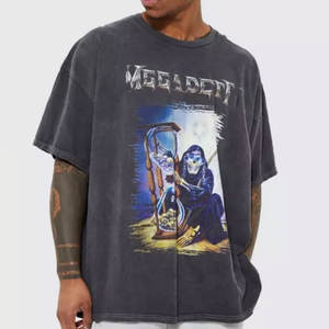 T-shirts décontractés surdimensionnés pour hommes avec lavage à l'acide, imprimés, couleurs et motifs personnalisables, tissu en toile respirant - Product Image 1