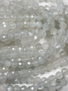 Perles facettées en pierre de lune naturelle authentique blanc-gris, brin de 15,5 pouces, tailles 3mm et 4mm, pierre de naissance de juin, Mehrajuddin Gems MG-NU182 Troisième - Product Image 6