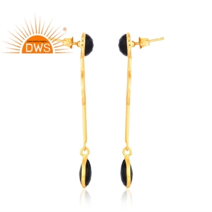 Última Venta de latón 18K Flash chapado en oro negro ónix piedra preciosa colgante pendiente Demi joyería fina fabricante - Product Image 4