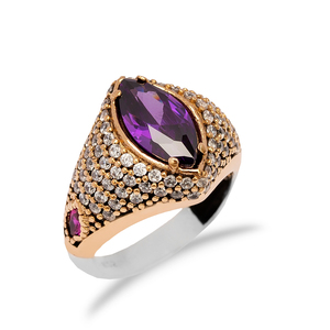 Bague en pierre d'améthyste en forme de Marquise pour femme, bijoux en argent Sterling 925 faits à la main, vente en gros - Product Image 3