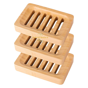 Bandeja de madera de bambú biodegradable ecológica al por mayor pequeña jabonera autodrenante para baño y cocina - Product Image 1