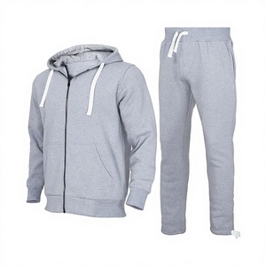 Ensemble de survêtement streetwear unisexe personnalisé pour l'hiver, comprenant un sweat à capuche uni et un pantalon de survêtement, effet délavé à l'acide, 100% Coton, Service OEM, Respirant - Product Image 1