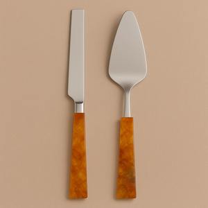 Shine Full metal espejado pulido pastel cuchillo y servidor Conjunto elegante de acero inoxidable postre dúo para bodas Celebración de lujo - Product Image 5