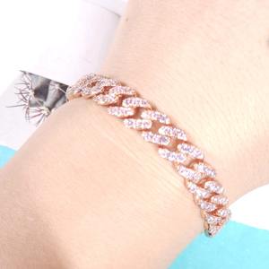 สร้อยข้อมือคิวบาลิงค์แบบฮิปฮอปประดับเพชรโมอิสซาไนต์ทรงกลมขนาด 9 มม. ชุบทองคำสีชมพูบนเงินแท้ 925 สำหรับขายส่งเครื่องประดับ - Product Image 6