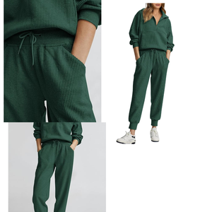 Ensemble de survêtements pour femmes-Ensemble décontracté 2 pièces Tenues Sweat-shirt à capuche avec poche Manches longues avec ensemble pantalon patchwork - Product Image 6