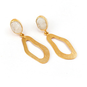 Pendientes de gota de piedra lunar arcoíris de moda hechos a mano, joyería de piedra natal colgante Natural cruda, venta al por mayor elegante - Product Image 5