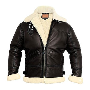 Chaqueta de bombardero para hombre, chaqueta de cuero de piel de oveja Real de aviador, abrigo de invierno clásico de piloto de vuelo de la Segunda Guerra Mundial, forro de piel cálido - Product Image 1