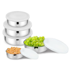 Juego de cuencos de acero inoxidable de calidad superior superventas con tapa de plástico para almacenar alimentos como platos de aperitivos de frutas secas - Product Image 4