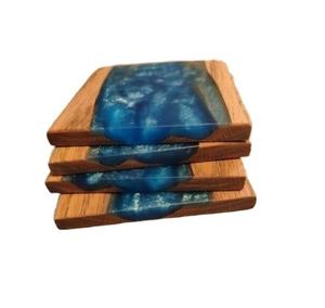Meilleur prix Made Wood & Resin avec des sous-verres personnalisés polis de haute qualité 4 pcs set vente chaude 2023 - Product Image 1