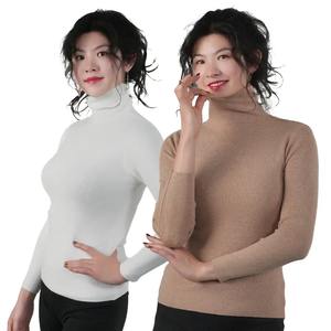 2025 femmes pulls pull à col roulé couleur unie Pile cou tricots automne hiver chaud pull hauts - Product Image 5