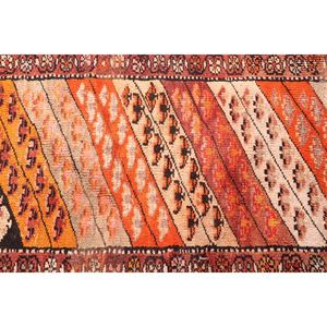 Petit tapis vintage 3x12,8 pi (90x390 cm), Herki marron géométrique avec éléments floraux, tapis turc - Product Image 5