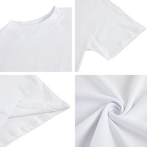 Oversize Heavyweight Plus Size Cropped Top Blank <b>White</b> Color Mock Neck T <b>Shirts</b> Cotton Short <b>Sleeve</b> Crop Top <b>Shirts</b> Breathable - Product Image 4