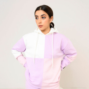 Dernier modèle de sweat à capuche et pantalon de survêtement patchwork pour femmes survêtements d'hiver ensemble deux pièces à la mode pour femmes en gros - Product Image 4