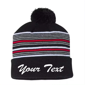 Wholesale Custom <b>Beanie</b> Oem Own Logo Acrylic <b>Pom</b> <b>Pom</b> Knitted Fashion <b>Beanie</b> Hat Custom Winter Hat - Product Image 1