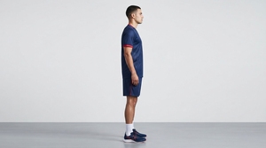 Ensemble de maillot de football pour homme, bleu marine, imprimé géométrique, manches courtes, évacuation de l'humidité, coupe athlétique, taille adulte - Product Image 4