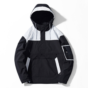 Chaquetas cortavientos de talla grande para hombre con logotipo personalizado 2025, cortavientos impermeable de nailon con cuello levantado para deportes al aire libre, tela de lona - Product Image 4
